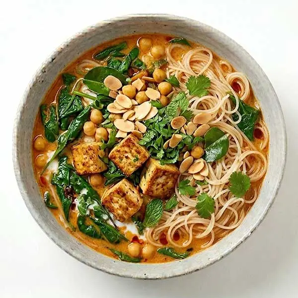 Tofu & Vegetable Laksa with Rice Vermicelli Noodles